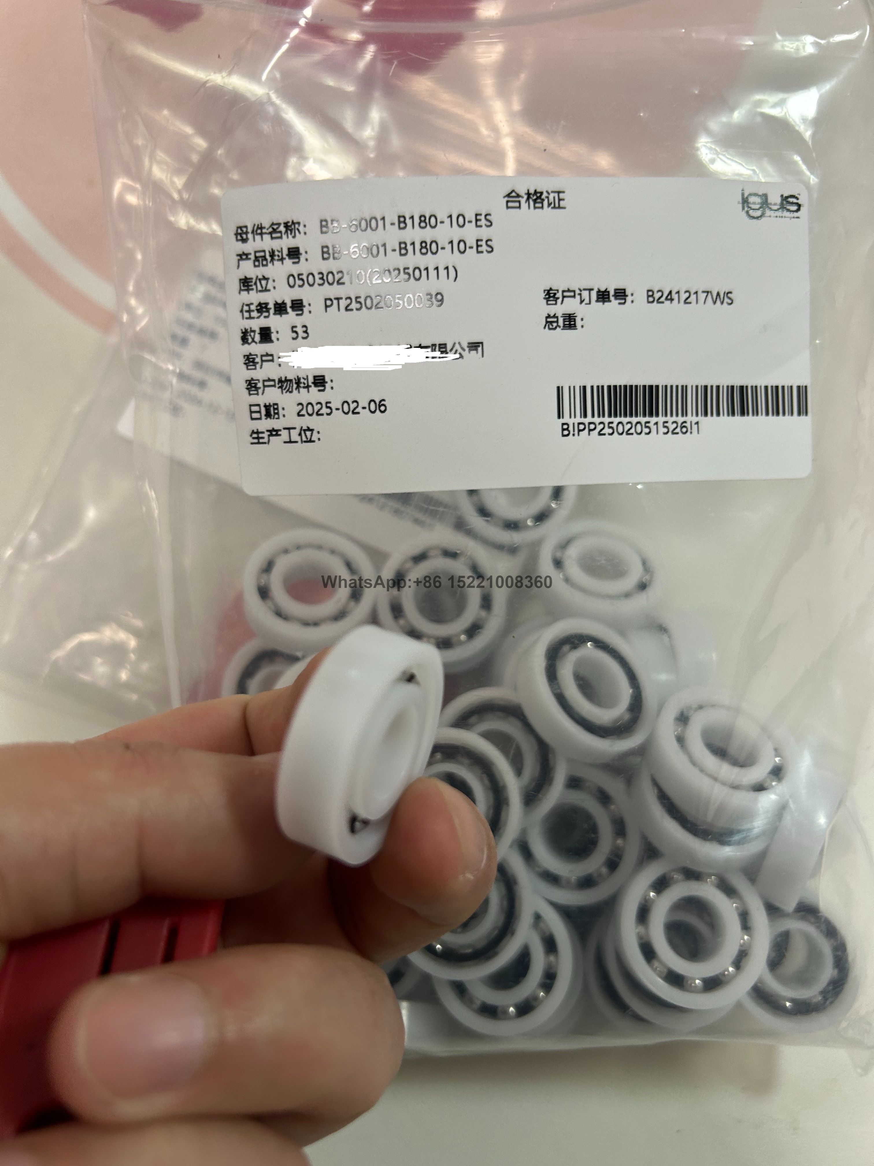 BB-6001-B180-10-ES IGUS подшипник: мяч; Øint: 12 мм; Øout: 28 мм; W: 8 мм; Клетка: полиамид