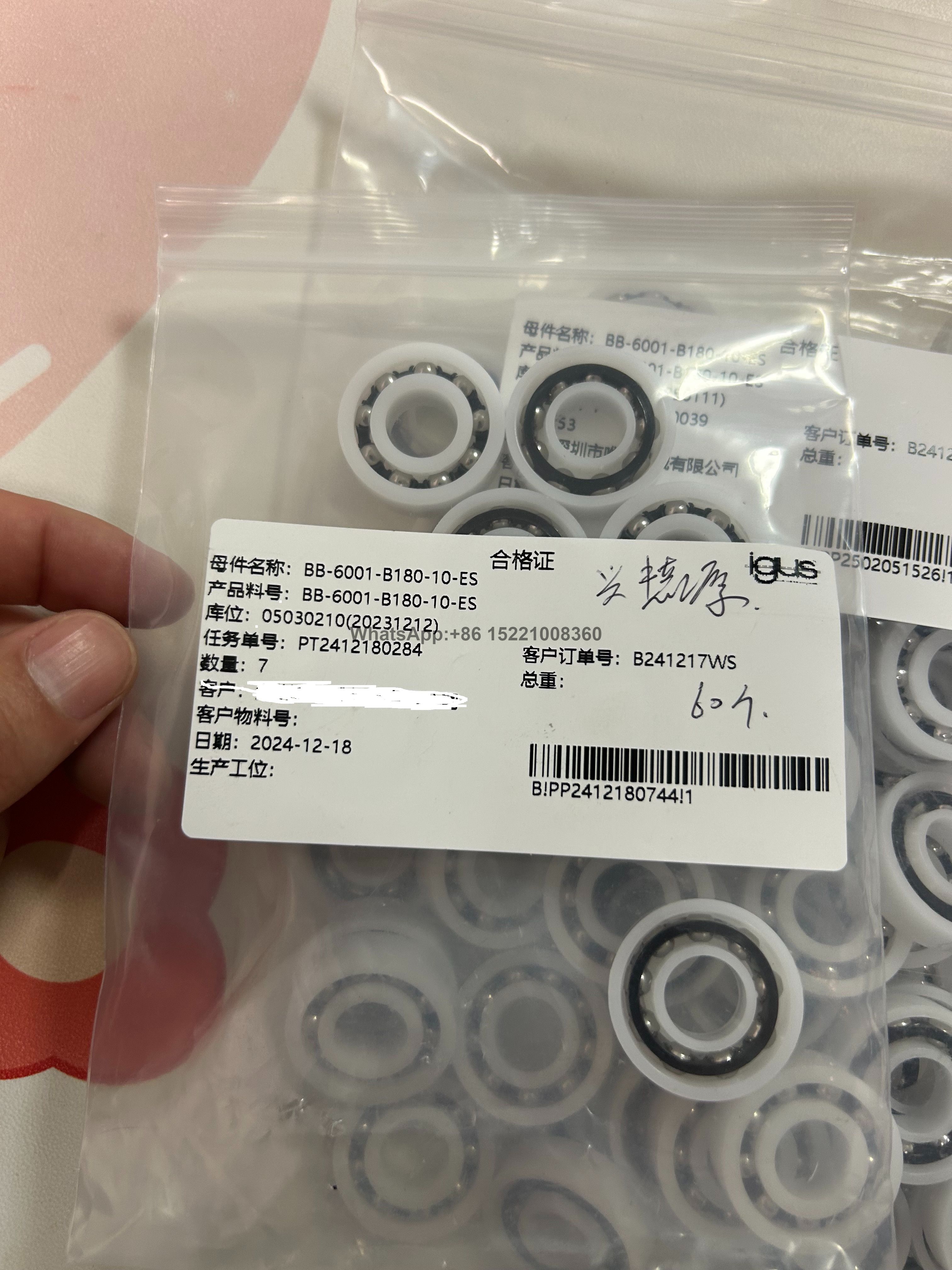 BB-6001-B180-10-ES IGUS подшипник: мяч; Øint: 12 мм; Øout: 28 мм; W: 8 мм; Клетка: полиамид