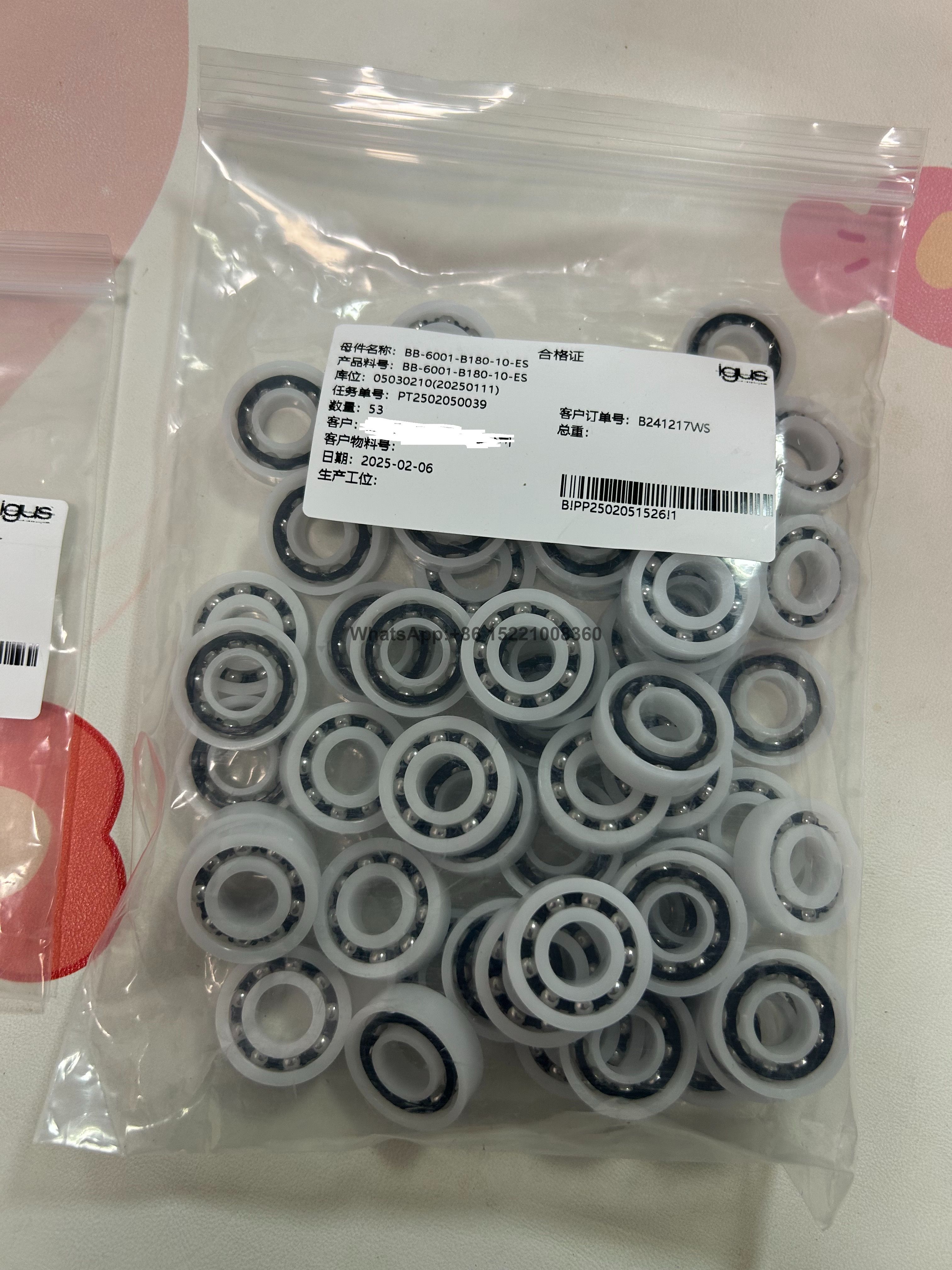 BB-6001-B180-10-ES IGUS подшипник: мяч; Øint: 12 мм; Øout: 28 мм; W: 8 мм; Клетка: полиамид